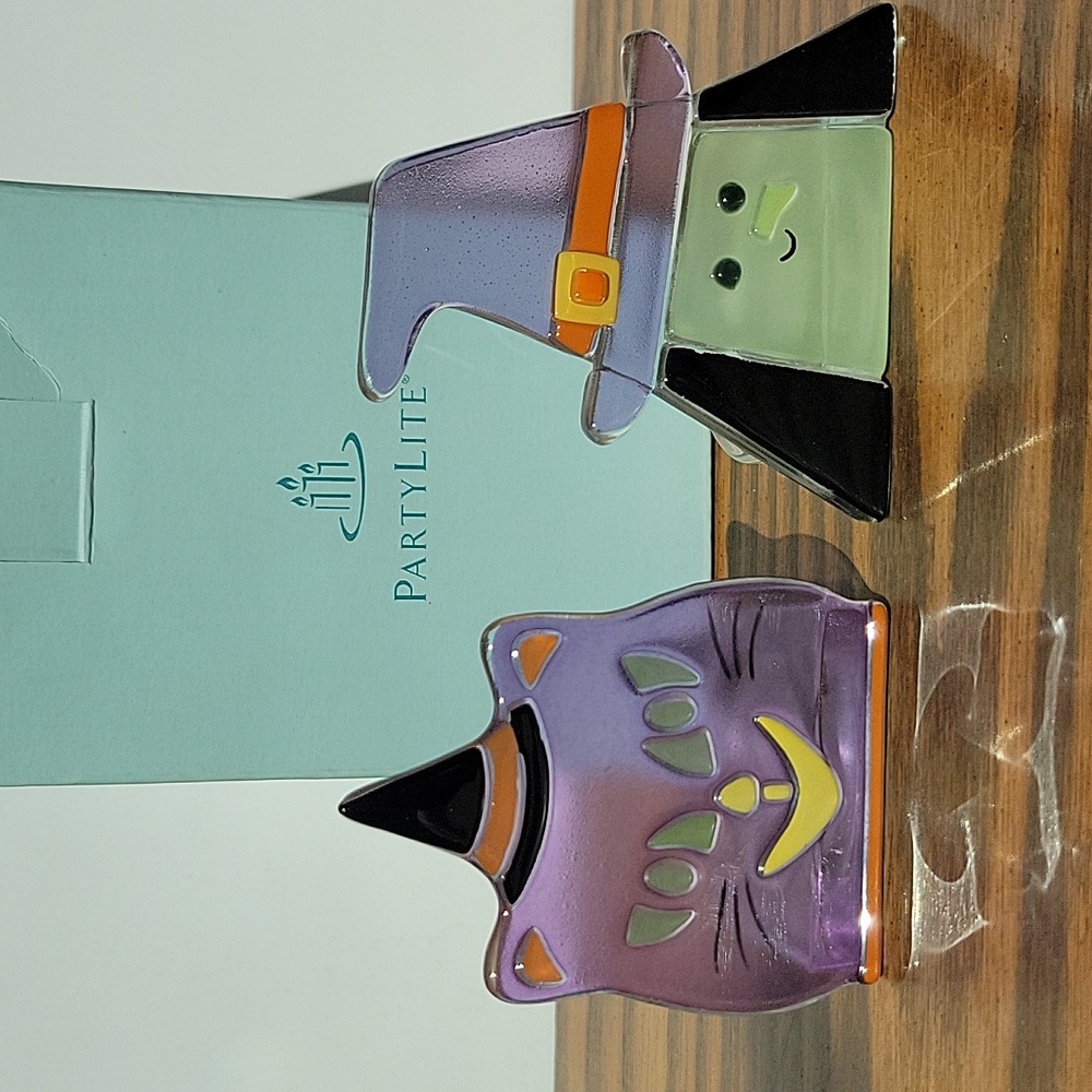 PARTYLITE P9700 Witch & Cat Tealight Pair